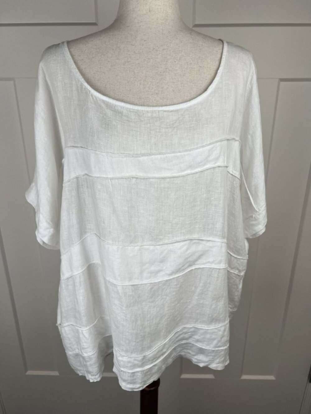 Sofia Made in Italy 100% Linen Oversized Boxy Top White Lagenlook 1X OS - Picture 4 of 10
